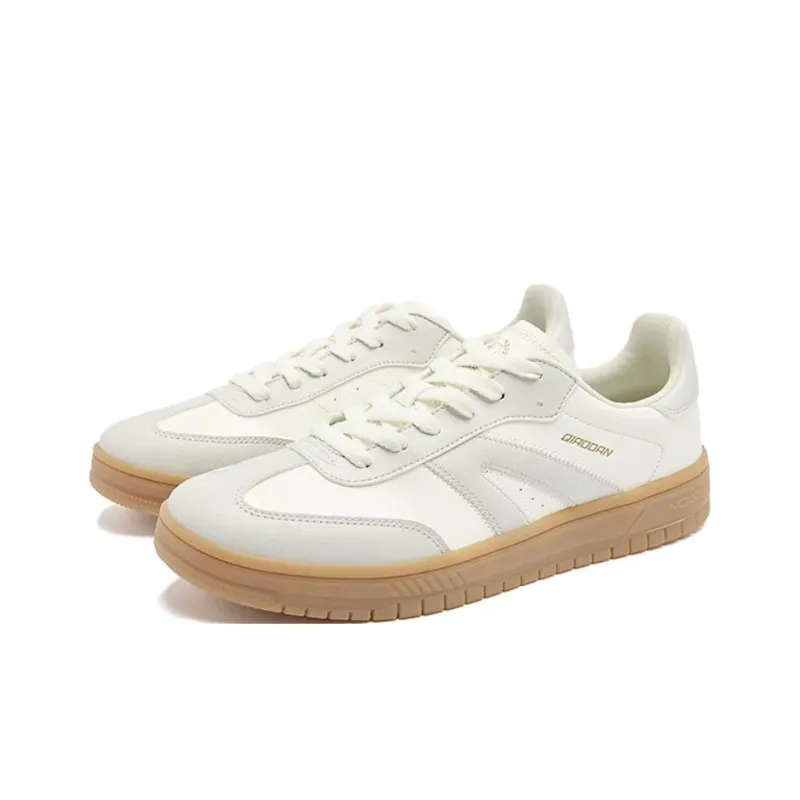 QIAODAN Leave Slip-Resistant Low-Top Skateboard Shoes Men's White Gray-2