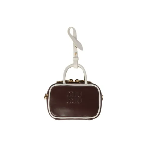 MIU MIU Beau Calfskin Shoulder Bag, Crossbody Bag, Handbag Mini Women's Heather Wood & White