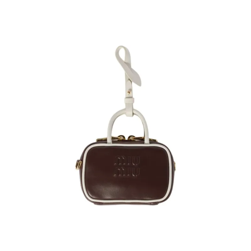 MIU MIU Beau Calfskin Shoulder Bag, Crossbody Bag, Handbag Mini Women's Heather Wood & White-0
