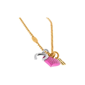 Balenciaga Brass Recycled Brass Zinc Alloy Glass Rhinestone Necklaces Women's Gold
