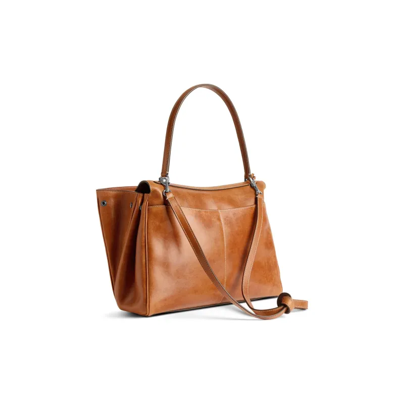 Balenciaga Rodeo Lambskin One Shoulder Handbag Medium Size Women's Brown-3