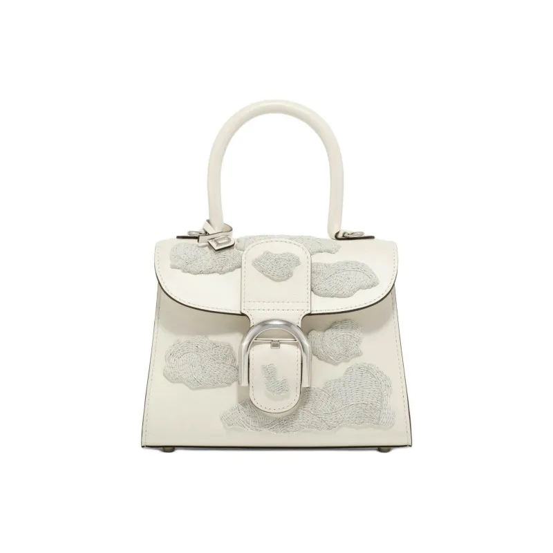 Delvau Brillant Box Calf Calfskin One Shoulder Handbags Mini Women's Ecru-0