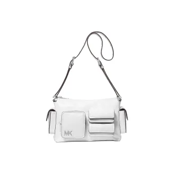 MICHAEL KORS DAKOTA Leather Shoulder Bag Medium Size Women's Optical White