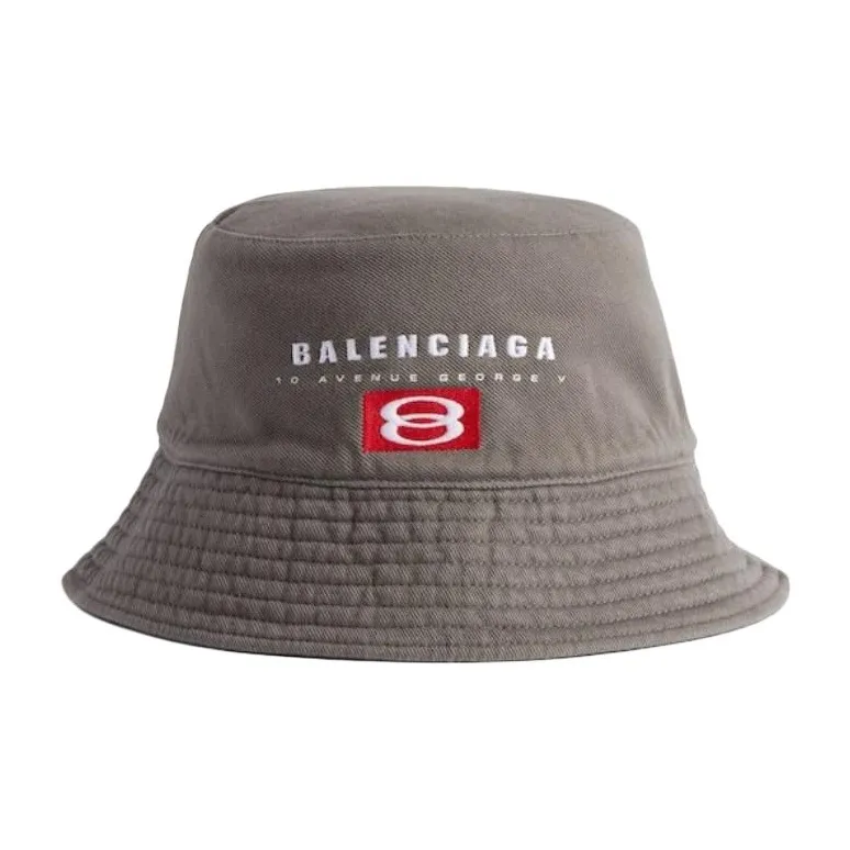 Balenciaga 100% Cotton Polyester Twill Bucket Hats Men's Black/Gray-3