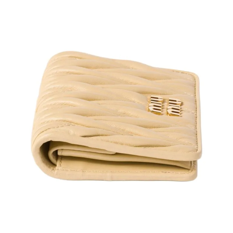 MIU MIU Matelassé Lambskin Wallet Trumpets Women's Yellow-1