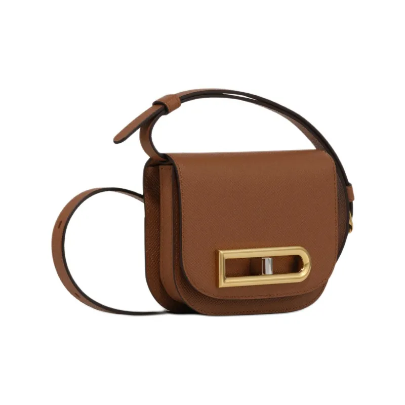 Delvau Lingot Alpina Calf Grain Calfskin Shoulder Bag Mini Women's Tan-1