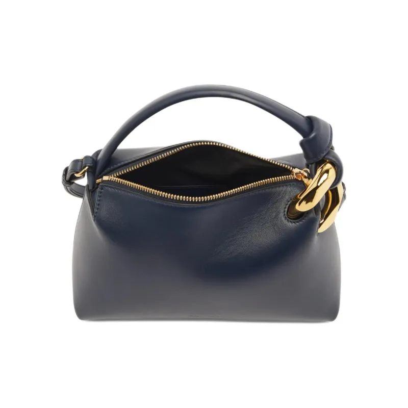 JW Anderson Cow Leather One Shoulder Handbag Trumpets Women's Gray Blue-4