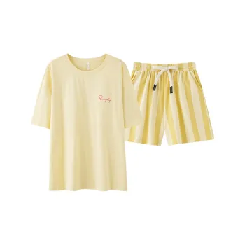 White Ran Pajama Set Women's Lemon