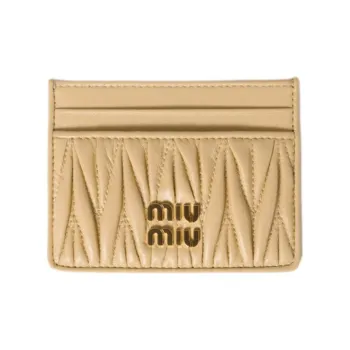 MIU MIU Matelassé Lambskin Card Holder Women's Yellow