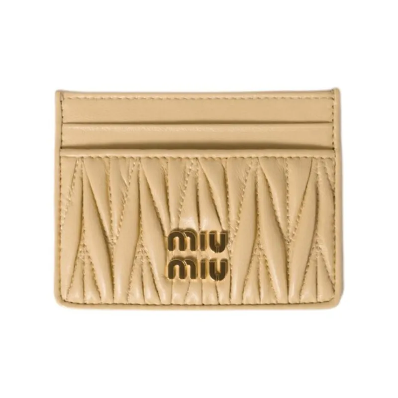 MIU MIU Matelassé Lambskin Card Holder Women's Yellow-0