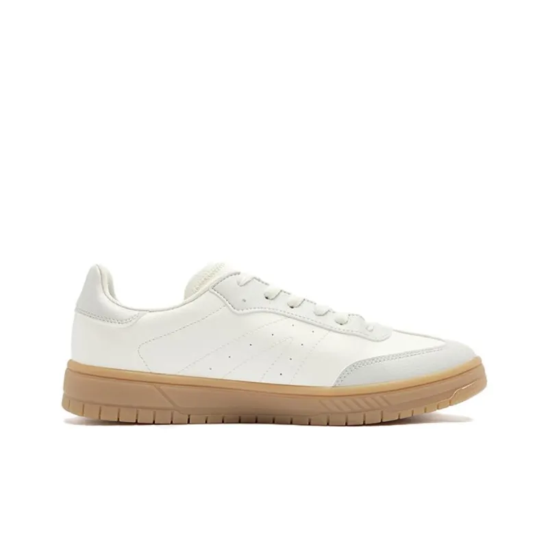 QIAODAN Leave Slip-Resistant Low-Top Skateboard Shoes Men's White Gray-1
