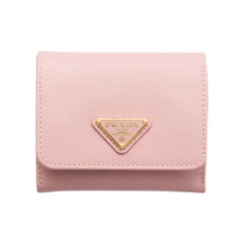 PRADA Cow Leather Wallet Mini Women's Light Pink Red