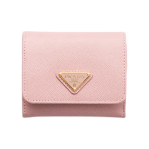 PRADA Cow Leather Wallet Mini Women's Light Pink Red