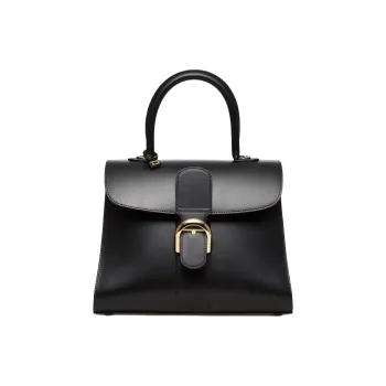 Delvau Brillant Box Calf Calfskin One Shoulder Handbags Medium Size Women's Black