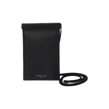 Maison Margiela Grain Leather Cell Phone Pouch Unisex Black
