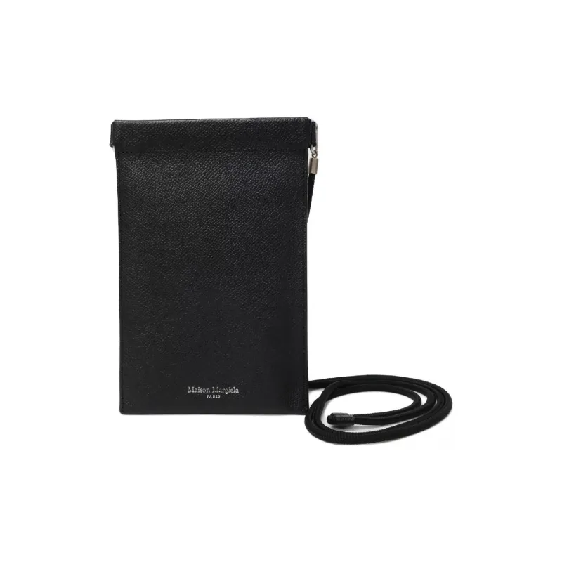 Maison Margiela Grain Leather Cell Phone Pouch Unisex Black-0