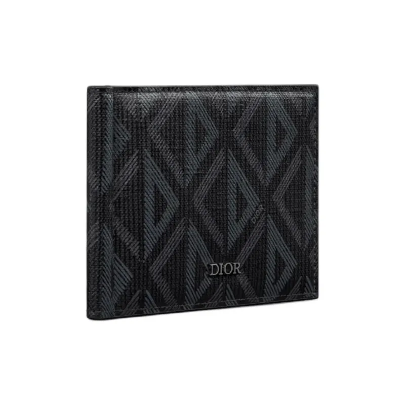 DIOR CD Diamond Cotton Wallet Men's Black-1