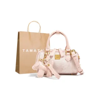 TAMATHA Polyurethane Bonded Synthetic Leather Boston Bag Handbags Women's Embroidered Pink