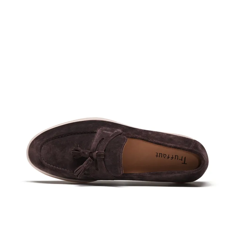 TRUFFAUT Soft Sole Breathable Fringe Slip on Loafers Men's-3