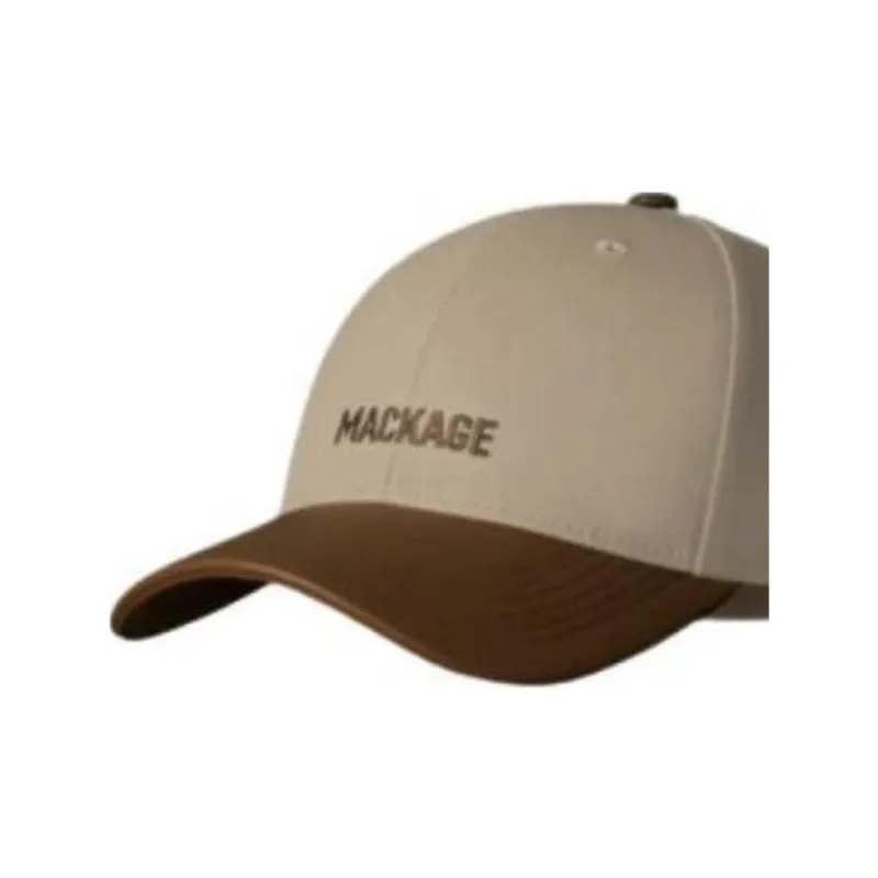 MACKAGE Cotton Canvas Leather Baseball Caps Unisex Brown-1
