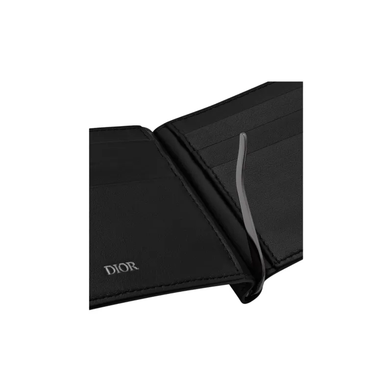 DIOR CD Diamond Cotton Wallet Men's Black-4