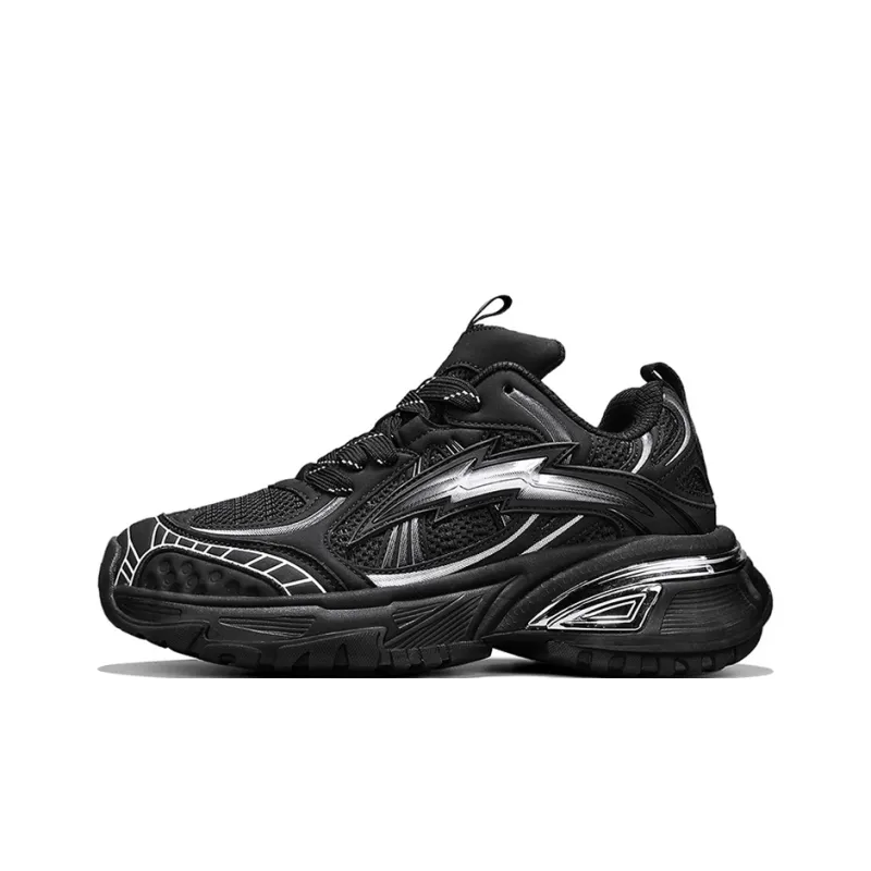 NFL Ultra S Chunky Sneakers Unisex Low Top Black Silver-0