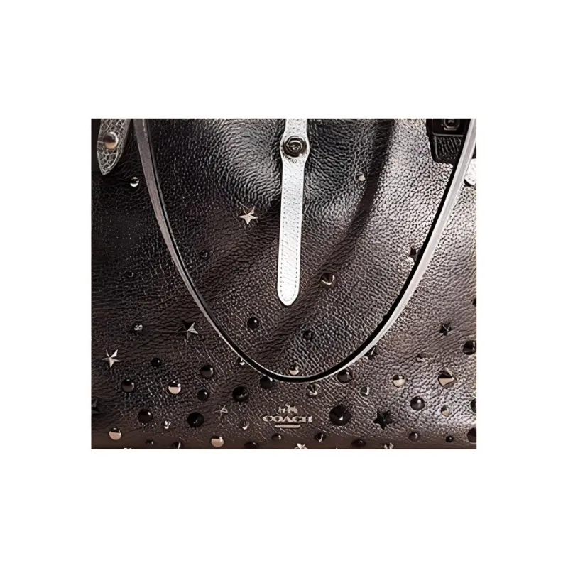 COACH Market Tote Metal Polished Pebbled Leather One Shoulder Handbags Large Size Women's Metal Graphite-3