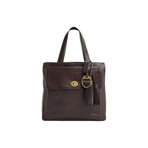 COACH Leather Handbag Large Size Unisex Chocolate Brown