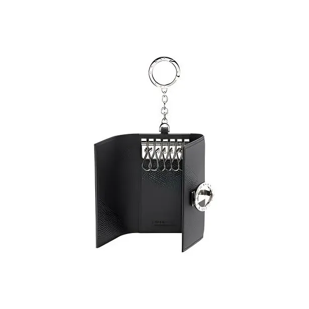 BVLGARI Bulgari Clip Calfskin Key Pouch Unisex Black-2