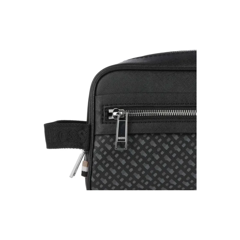 HUGO BOSS Grained Leather Clutches Toiletry Bags Men's Black-4
