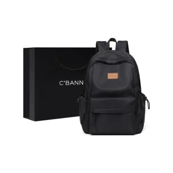 C°BANNER Fabric Backpack Large Size Unisex Black/Apricot