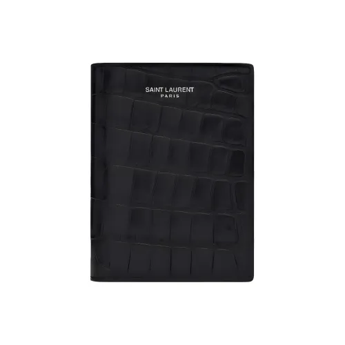 SAINT LAURENT PARIS Leather Card Holder Wallet Men's Black