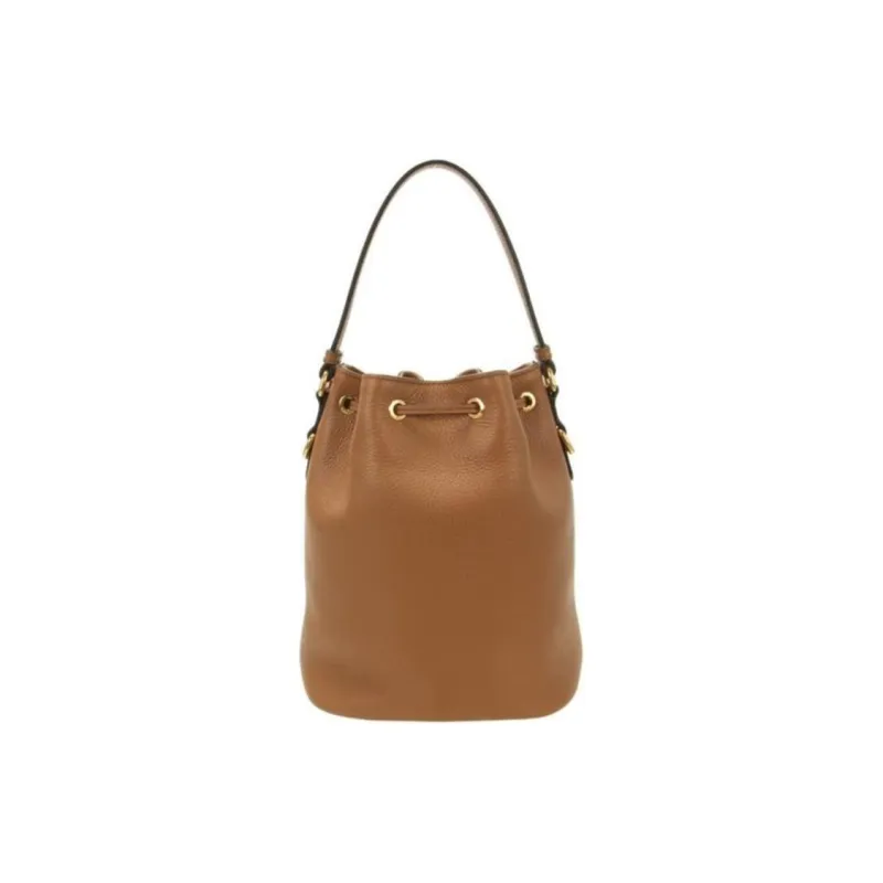 PRADA Leather Bucket Bag, Shoulder Bag, Crossbody Bag, Handbag Women's Brown-2