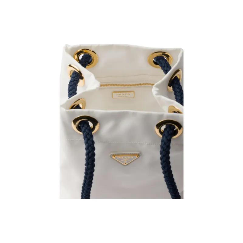 PRADA Re-Nylon Polyamide Bucket Bags Handbags Shoulder Bags Small Size Women's White & Blue-3