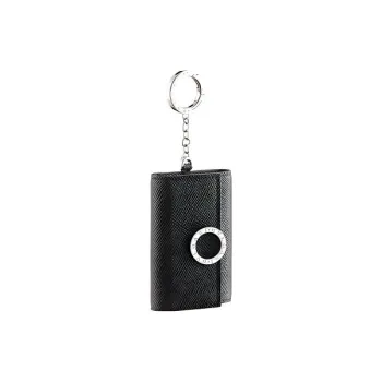 BVLGARI Bulgari Clip Calfskin Key Pouch Unisex Black