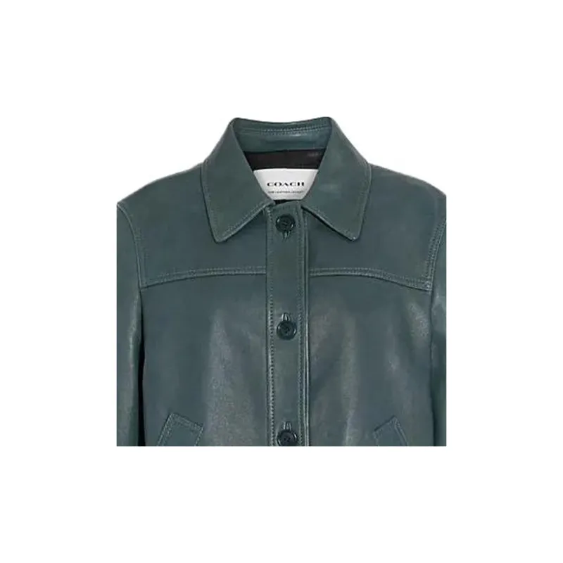 COACH Leather Jackets Women's Green-2