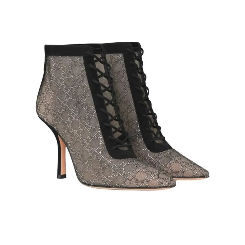 DIOR Capture Ankle Boots 10cm Women's Silver-2