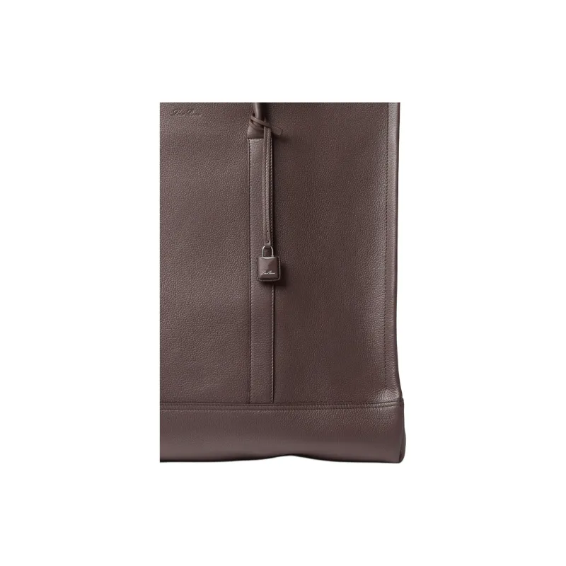 Loro Piana Cow Leather Tote Bag Shopping Bag Handbag Large Size Men's Chocolate-5
