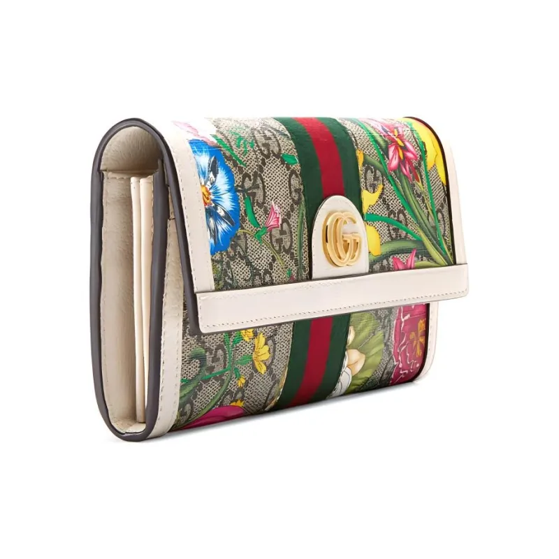 GUCCI Ophidia Canvas With Leather Wallet Women's White/Beige-1