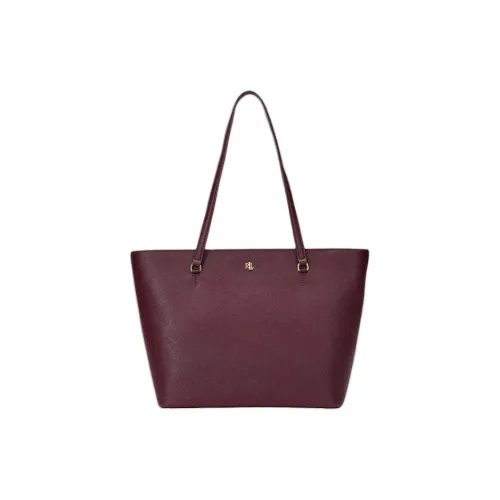 LAUREN RALPH LAUREN Leather Tote Bag Shopping Bag Handbag Shoulder Bag Medium Size Women's Burgundy