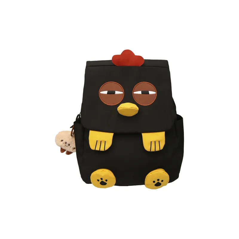 HCXK Nylon Cute Raccoon Backpack Unisex Black/Gray/Khaki-17