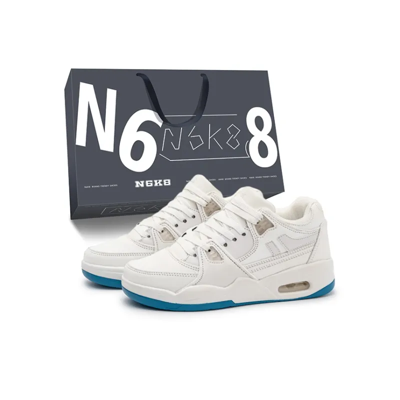 N6K8 Anti-Slip Wear-Resistant Low-Top Skateboard Shoes Unisex White Army Green Gift Box Set-36
