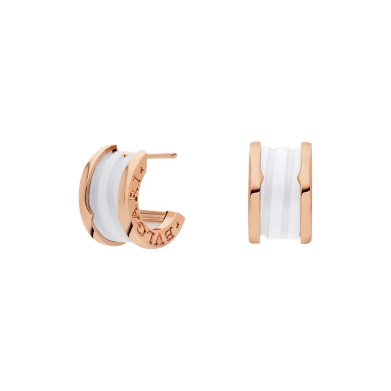 BVLGARI 18K Rose Gold Earrings Women's White-1