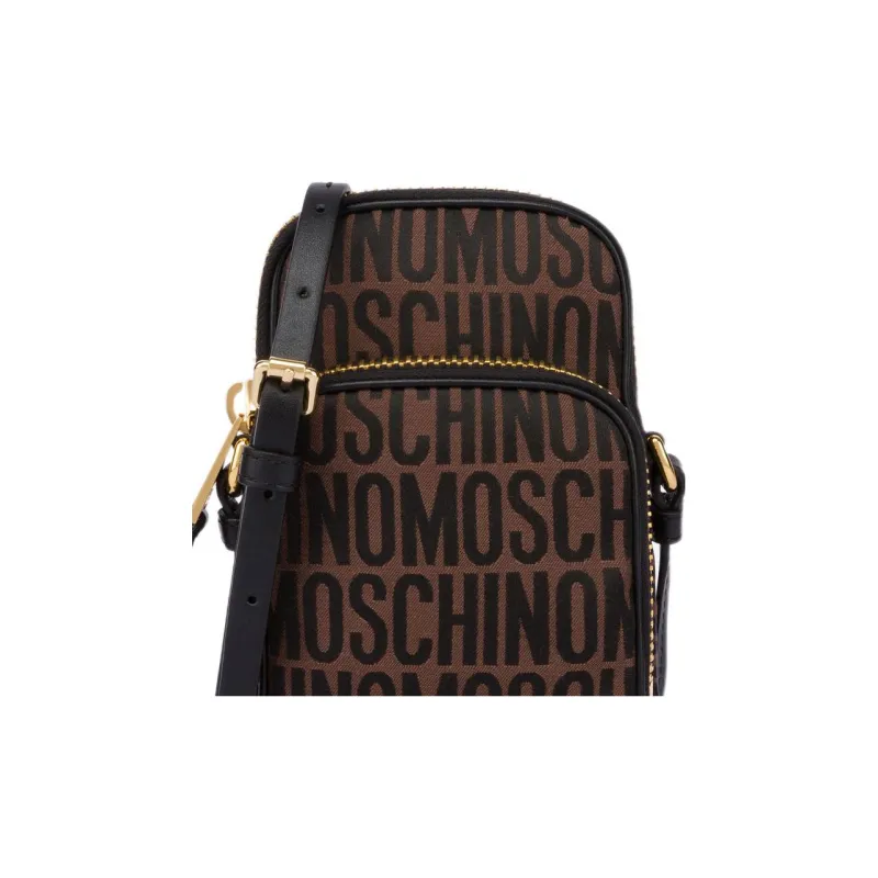 MOSCHINO Cotton And Polyester Blend Shoulder Bag Crossbody Bag Cell Phone Pouch Men's Brown Black-4
