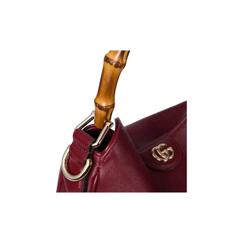 GUCCI Diana Leather One Shoulder Handbag Medium Size Women's Red-5