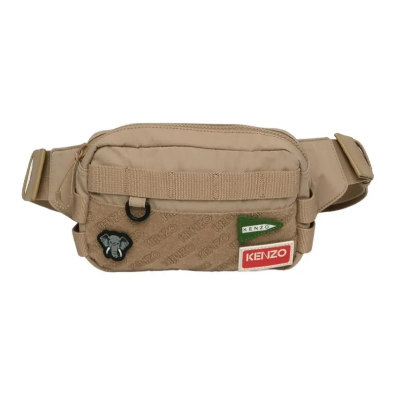 KENZO Nylon One Shoulder Crossbody Fanny Pack Women's Beige-2