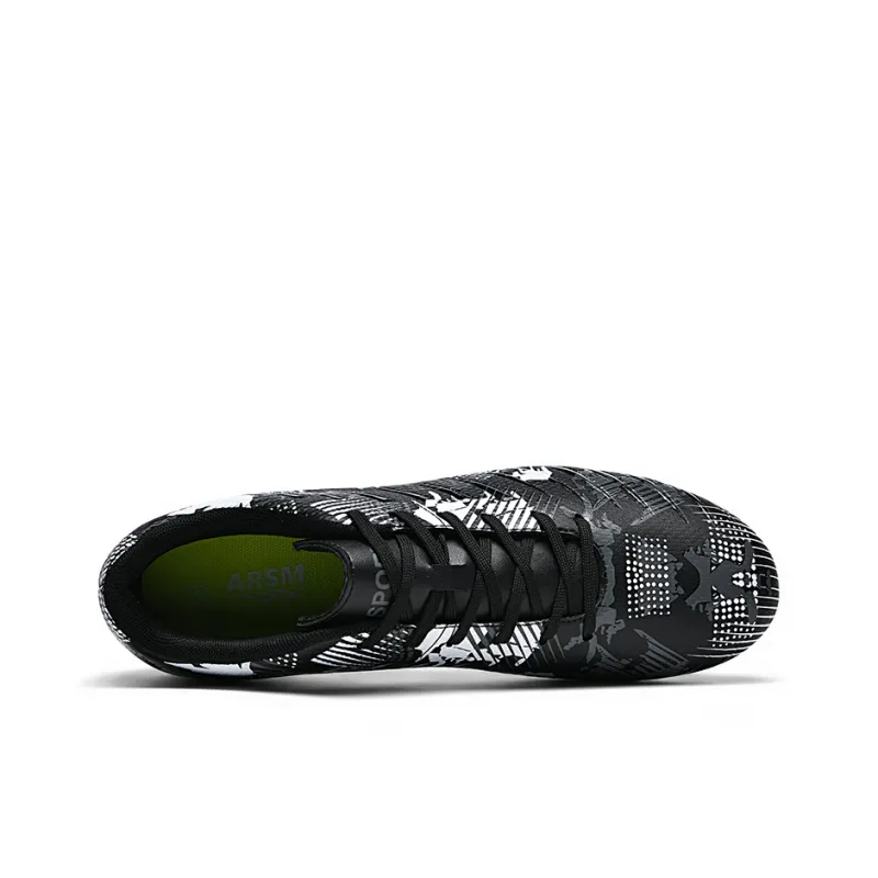 Hicellon AG Rubber Short Studs Soft Ground Natural Ground Slip-Resistant Coverage Soccer Shoes Unisex Black White-3