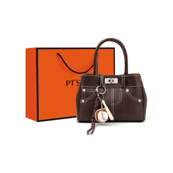 PT'SON Synthetic Leather Shoulder Bag, Crossbody Bag, Handbag, Kelly Bag Regular Women's Coffee/Brown