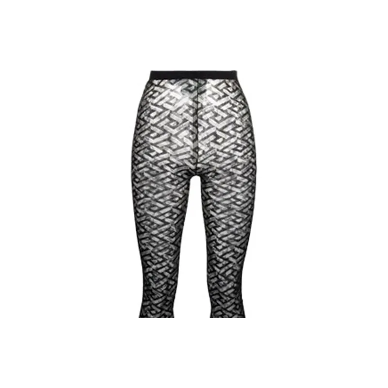 VERSACE Monogram Tulle Tights 'Black'-2