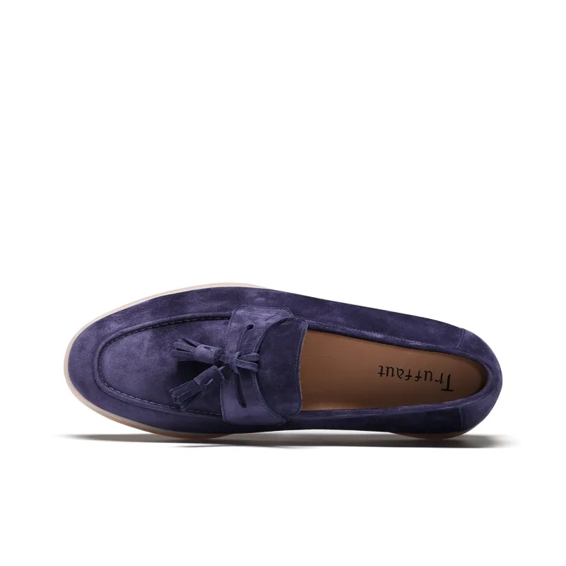 TRUFFAUT Soft Sole Breathable Fringe Slip on Loafers Men's-20